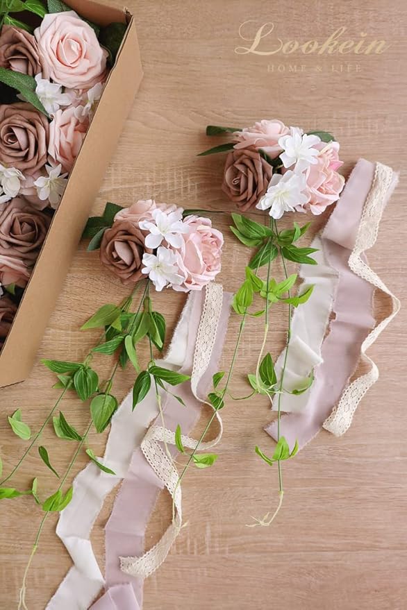 Lookein Set of 8 Pew Flowers for Wedding Ceremony Chair Decorations Bench - Image 6