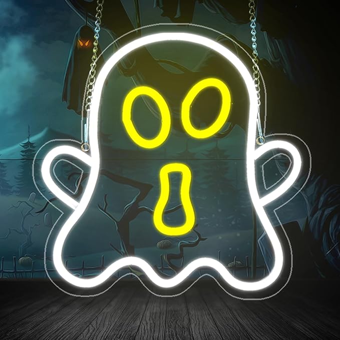 Halloween White Ghost Neon Sign Halloween, USB Halloween Neon LED Light by Cnstill