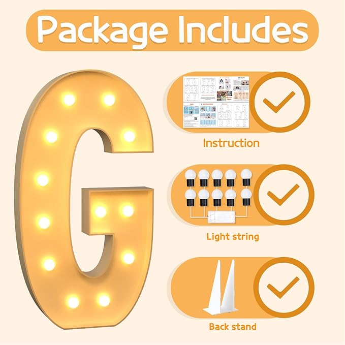 Marquee Letters 4 Feet Tall Large Light Up Letters G Happy Birthday Decorations - Image 5