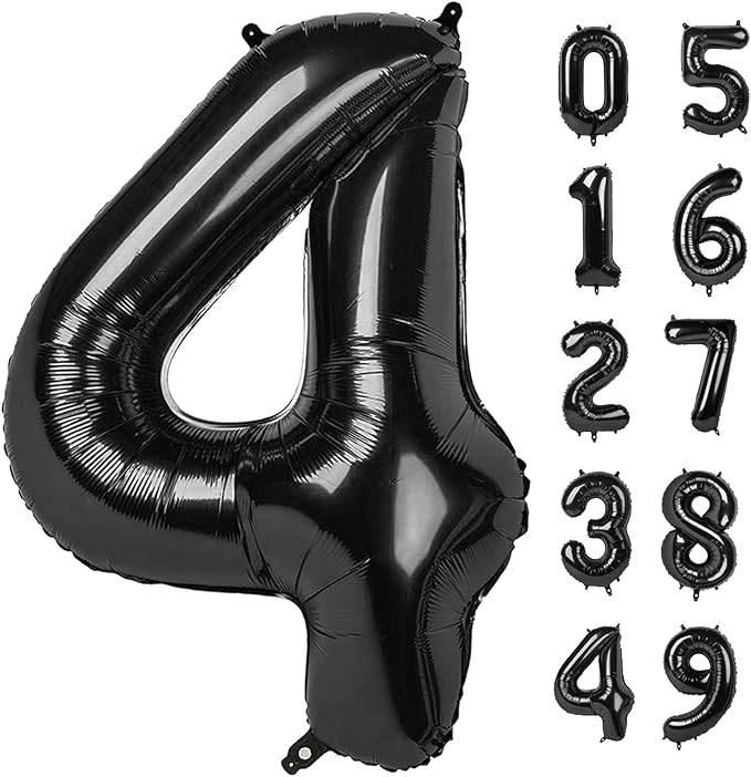 40 Inch Black Number Balloon 0-9, Big Size Happy Birthday Balloon, Foil Helium by Upgesy