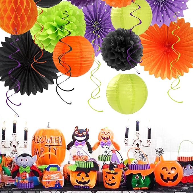Black-Green Orange-Purple Happy-Halloween Party-Decorations - Image 5