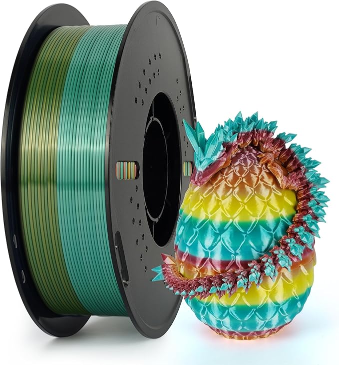 Kingroon Silk PLA Filament 1.75mm Rainbow Color Changing Filament 3D Printer by PrintsPerfectAlways