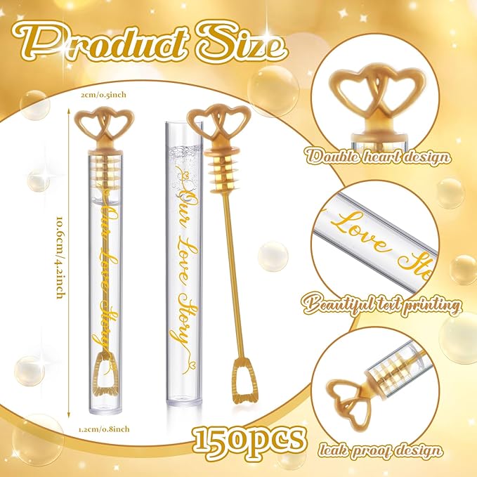 150 Pcs Bubble Wands Bulk for Wedding Party Mini Heart Wand - Image 2