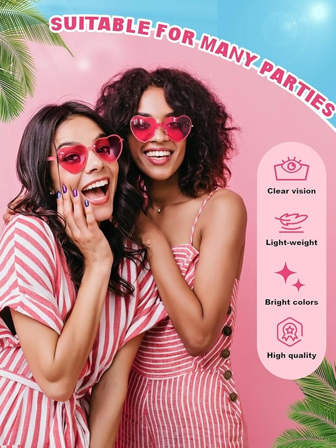 12 Pairs Heart Shaped Sunglasses - Image 2