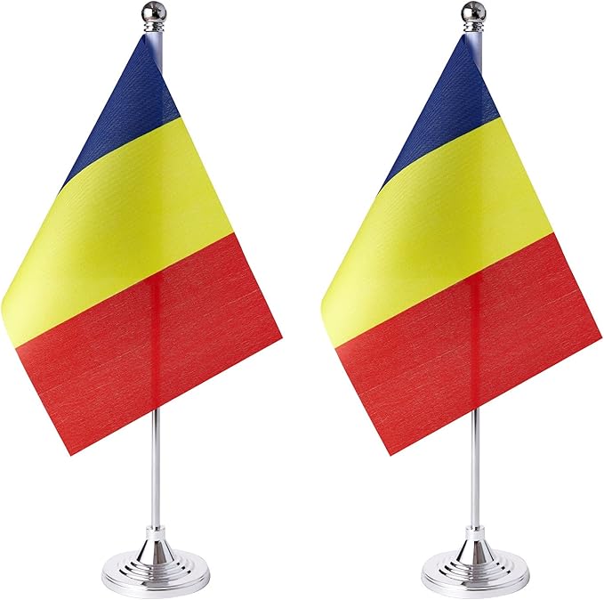 ZXvZYT 2 Pack Romania flag Romanian Table Flag Small Mini Romanian Desk Flags by ZXvZYT