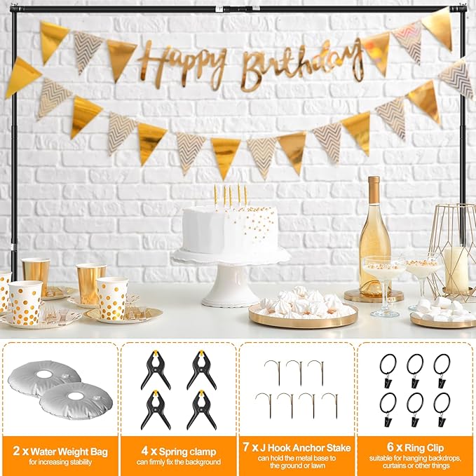 FUDESY Backdrop Stand Heavy Duty, 8.5x10ft Adjustable Photo Background Pipe and - Image 5