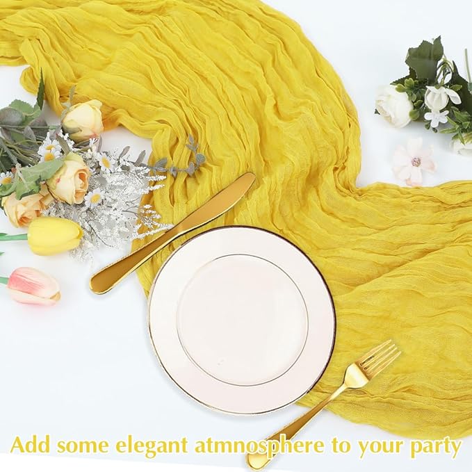 10 Pack Yellow Cheesecloth Table Runner -21*120Inch Long Boho Wedding Table - Image 5