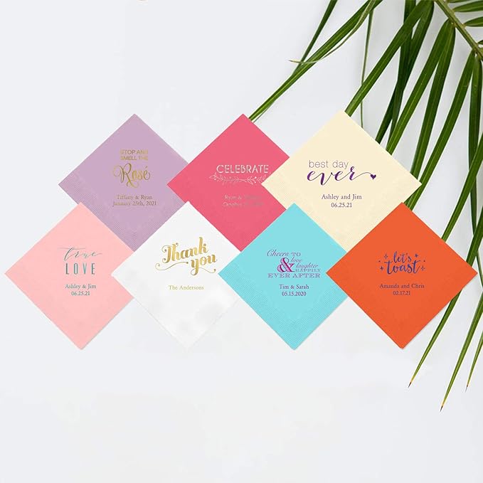 Weddingstar Personalized Printed Paper Napkins 3-Ply 40 Pack Dinner - Image 2