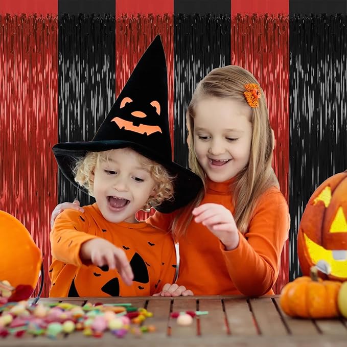 4 Pack Backdrop Curtains, 3.28 Ft x 6.56 FT Red Black Halloween Backdrop - Image 6