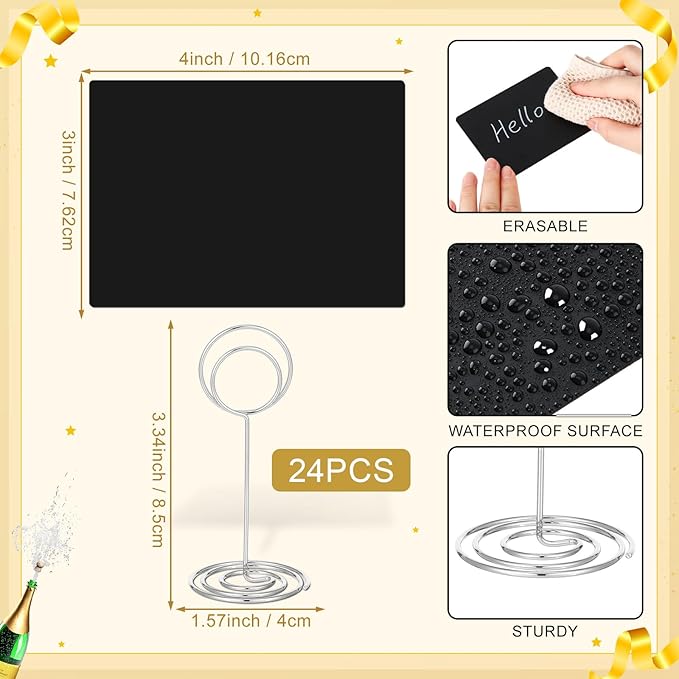 TecUnite 24 Pack Mini Chalkboard Signs, Tabletop Blackboard Signs Name Tags - Image 5
