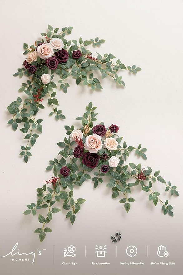 Ling's Moment 2pcs Wedding Flowers Garland Artificial Floral Swag Arch - Image 7