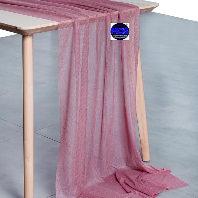 MDS 5 Pack 10ft Chiffon Table Runner 29 x 120 Inches Sheer Wedding Runner - Image 2