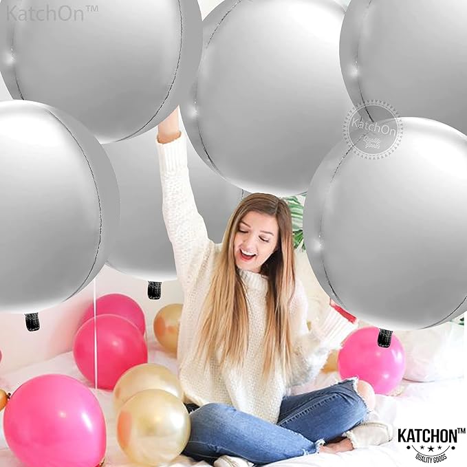 KatchOn Large Silver Balloons - Image 5