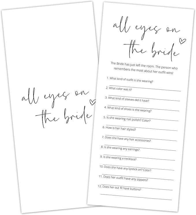 Bridal Shower Games, All Eyes On The Bride, Wedding Shower Games by Tsunerrorami