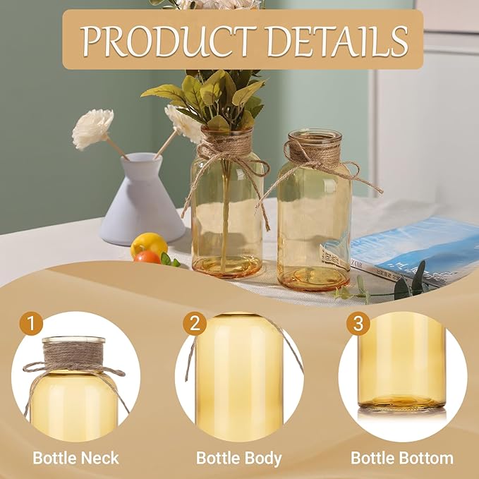 Gold Vases for Centerpieces Set of 6, Mason Jars Boho Cylinder Bud Vases in Bulk - Image 6