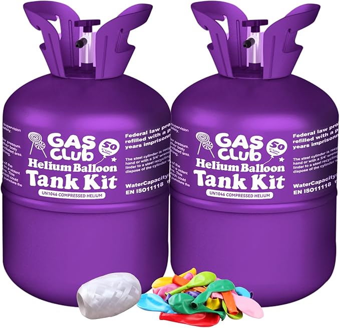 13L Helium Tank for Balloons At Home Helium Balloon tank Up To 50 Latex Balloons by GasClub