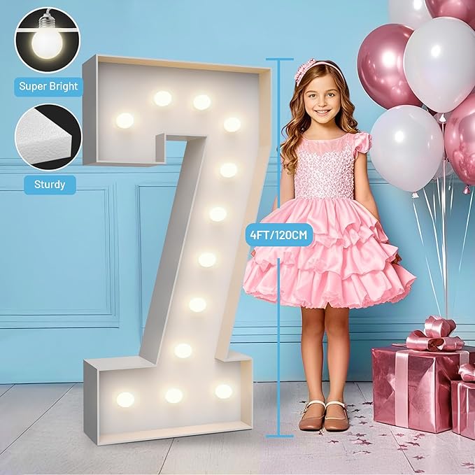 4FT Marquee Light Up Numbers 7, Party Decoration Large Marquee Light Up Letters - Image 3