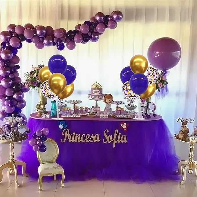 TONIFUL Purple Gold Balloon Centerpieces - Image 5