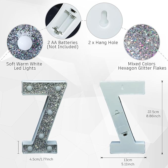 Marquee Light Letters for Table Decorations, Glitter Light Up Signs for Prom - Image 3