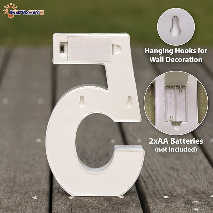 HXWEIYE Light Up Numbers-5, LED Marquee Number Lights Sign 26 Alphabet and 10 - Image 3