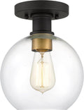 Dan Modern Farmhouse 1-Light Flush Mount Ceiling Light Clear Glass Globe Black by tawson