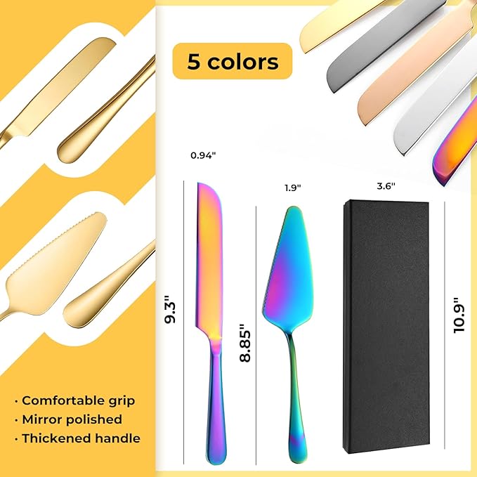 Personalized Wedding Cake Knife and Server Set Stainless Steel Cake Cutter - Image 2