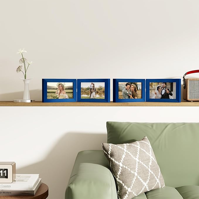 decorUhome Double 6x4 Picture Frame Horizontal, Engineered Wood Bifold Photo - Image 2