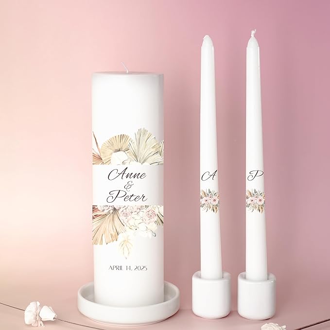 Unity Candles for Wedding, Modern Unity Set, Custom and Personalized Pillar and - Image 9