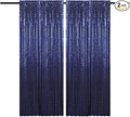 Navy Blue Sequin Backdrop Curtains 4FTx8FT 2 Panels Navy Backdrop Curtain by TCBESTO