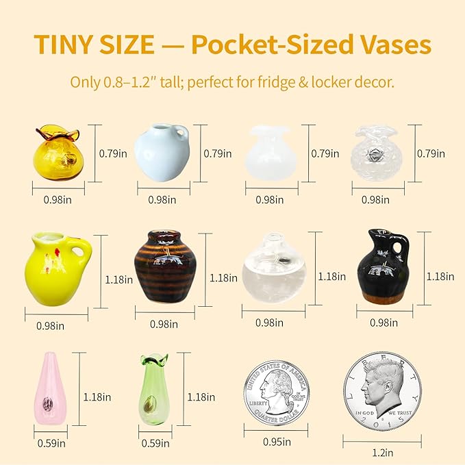 Magnetic Bud Vase Set – Mini Ceramic & Glass Vases - Image 8