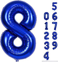 Navy Bluen Balloon Number 8, 40 Inch Large Self Inflating Royal Blue Foil by Lingqiang