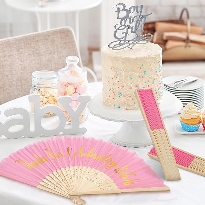 Jetec 50 Pcs Wedding Fans for Guests Bulk Silk Hand Fans Handheld Folded Thank - Image 3