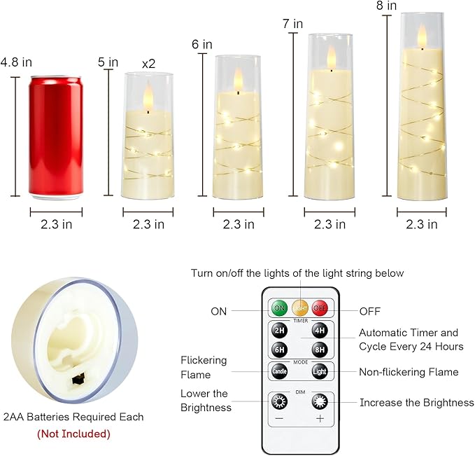 Raycare Flameless Candle with Remote Timer – 5 Flickering Acrylic Battery - Image 6