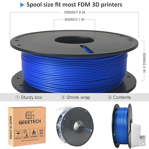 GIANTARM 3D Printer Filament, 0.5kg Blue PLA Filament, 1.75mm Dimension - Image 6