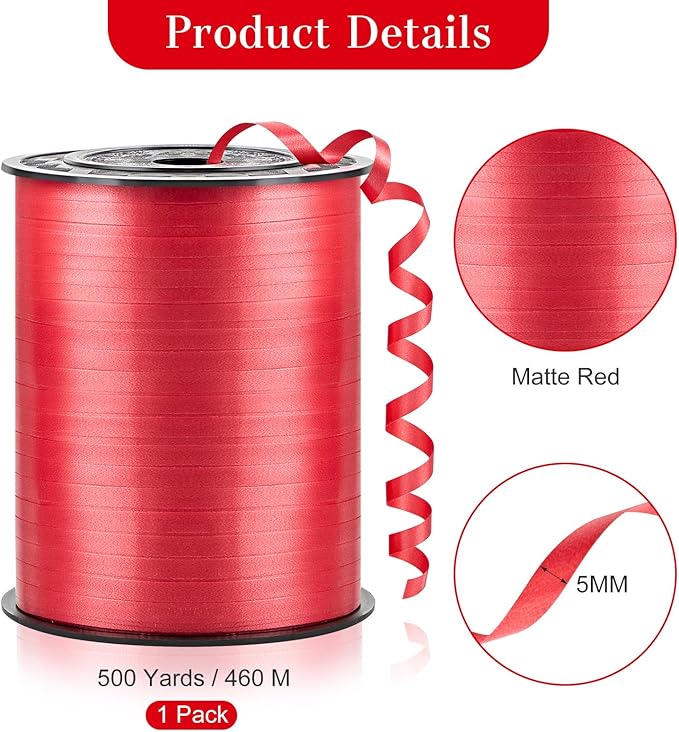 500 Yards Red Curling Ribbon-Balloon String-Balloon Ribbon Roll - Image 2