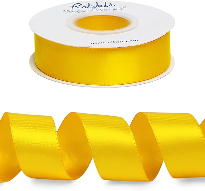 Ribbli Maize Yellow Double Faced Satin Ribbon, 1” x Continuous 25 Yards - Image 2