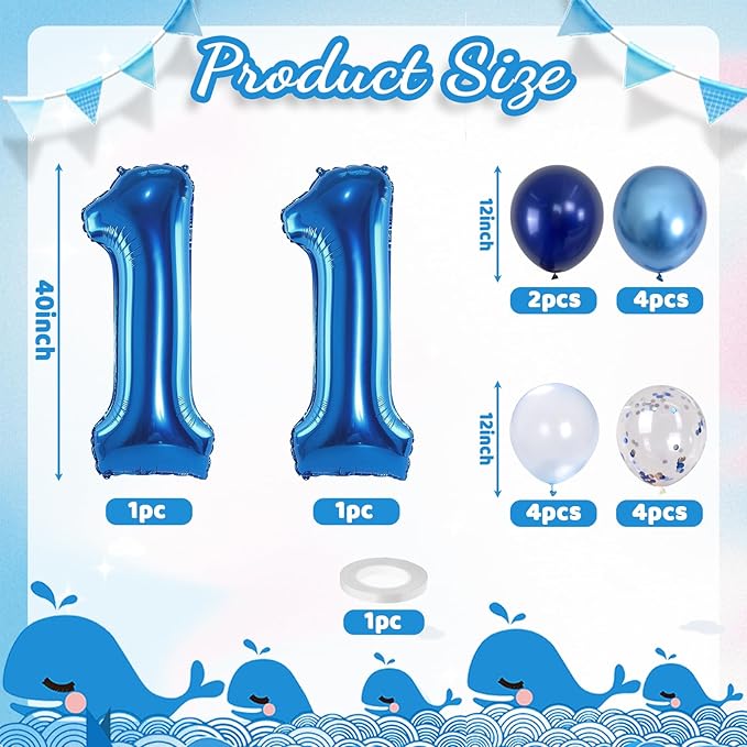 Foil Number Balloons 11, Self Inflating Big 11 Balloon Number - Image 2