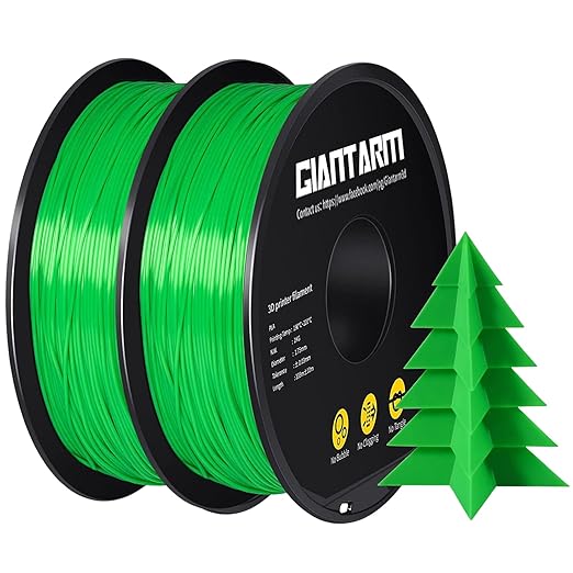 GIANTARM PLA Filament 2KG, Neatly Wound Green PLA 2pcs 1kg Spool, Dimensional by GIANTARM