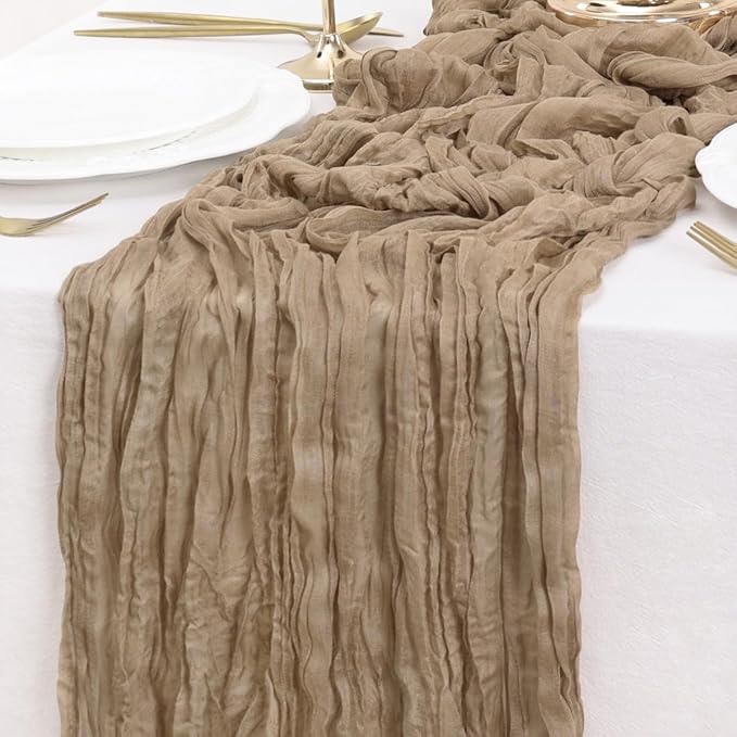 Nude Table Runner Cheesecloth Table Runner 14FT Farmhouse Table Runners 160 - Image 5