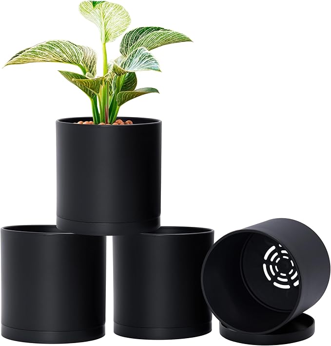 D'vine Dev 4 Pack 6 Inch Modern Plastic Plant Pots, Small Garden Planters by DvineDevPlanterPotsandStand