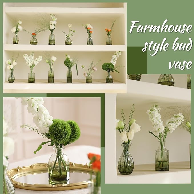 Green Bud Vases Set of 12, Small Vases - Image 5