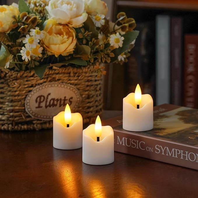 6 Pack Battery Operated Auto Daily Timer White Plastic LED Flameless Votive - Image 2