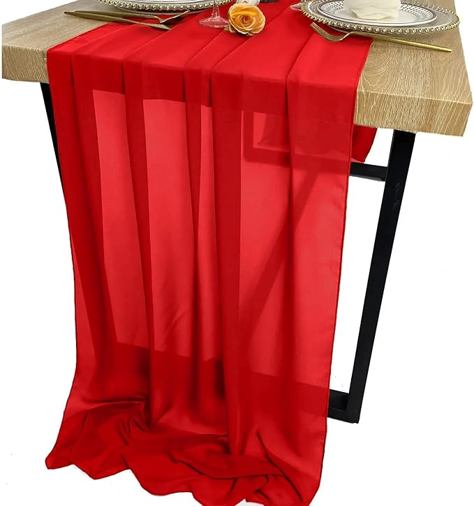 EHLDekol Chiffon Table Runners Romantic Sheer Wedding Table Runner Top Table - Image 5