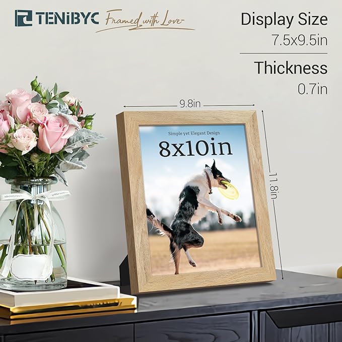 8x10 Picture Frame 4 Pack, Textured Natural Wood, HD Tempered Glass, Gallery - Image 2