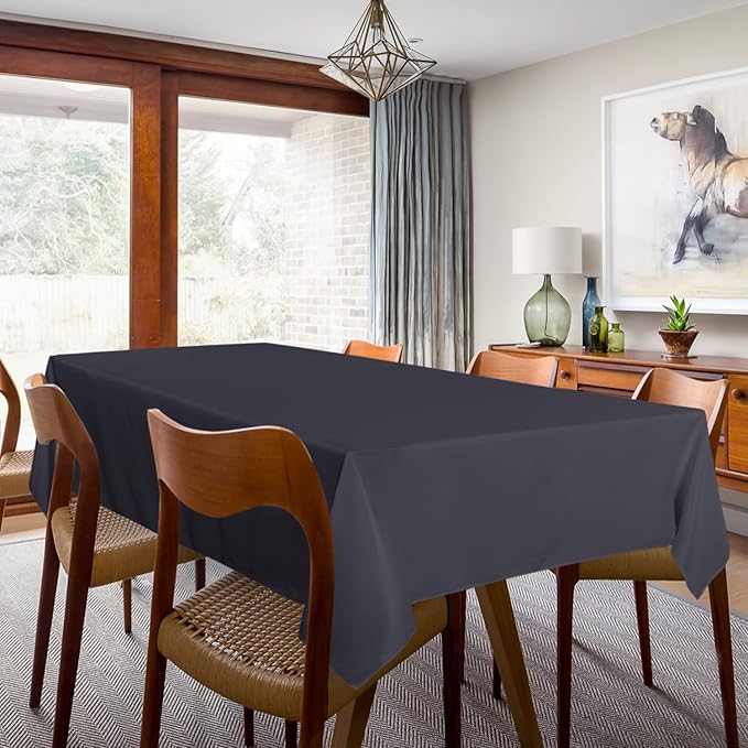 sancua 2 Pack Dark Grey Tablecloth 60 x 102 Inch, Rectangle 6 Feet Table Cloth - Image 3