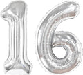 40 Inch Silver Mylar Foil Number 16 Birthday Balloon, Digital Balloons by Upgesy
