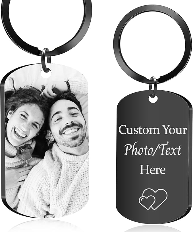 Custom Keychain with Picture, Personalized Photo Keychain with LOGO Text by Ueedklaayy