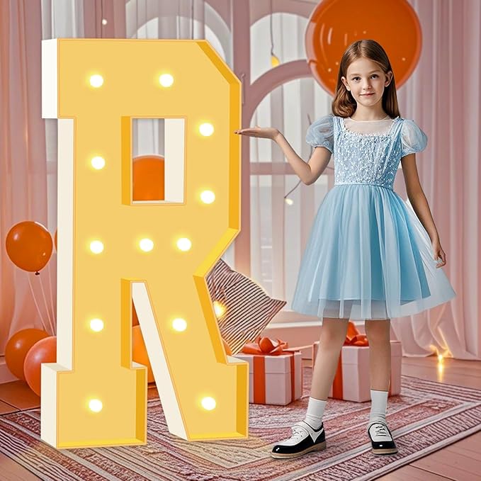 4FT Marquee Letters R, Large Marquee Light Up Letters, Mosaic Balloon Frame by HITINO