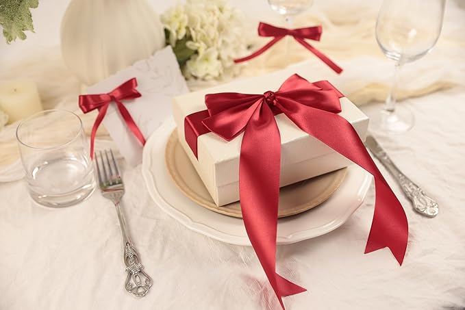 Scarlet Red Satin Ribbon 1-1/2 inch X Continuous 50 Yards, Single Face - Image 5