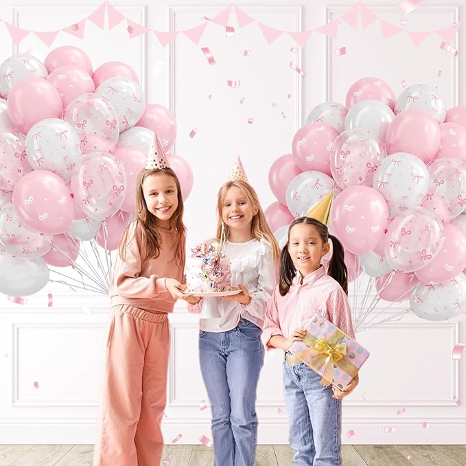 60pcs Pink Bow Balloons 12inch - Image 5
